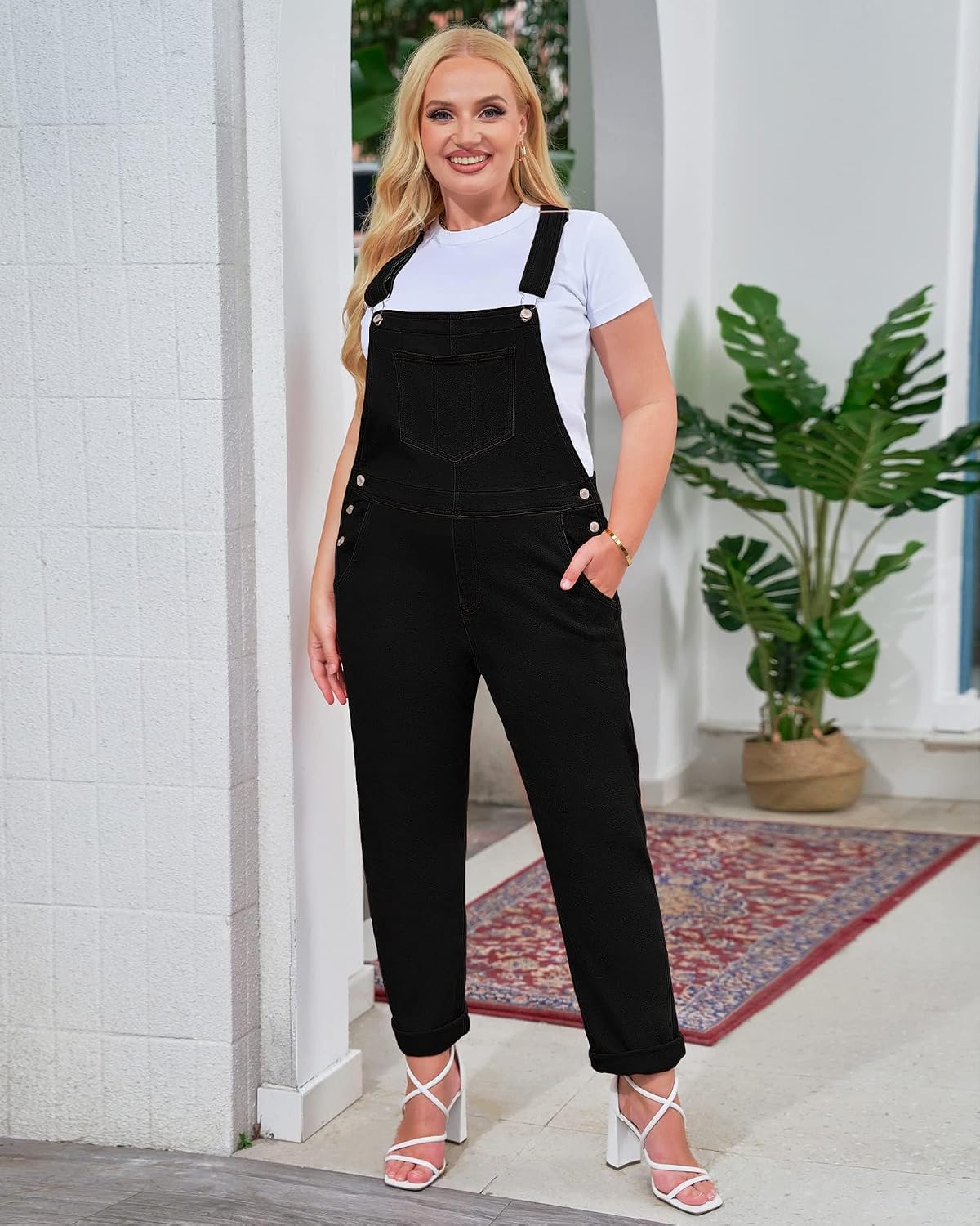 Vetinee Womens Classic Adjustable Straps Pockets Denim Bib Overalls Jeans Pants