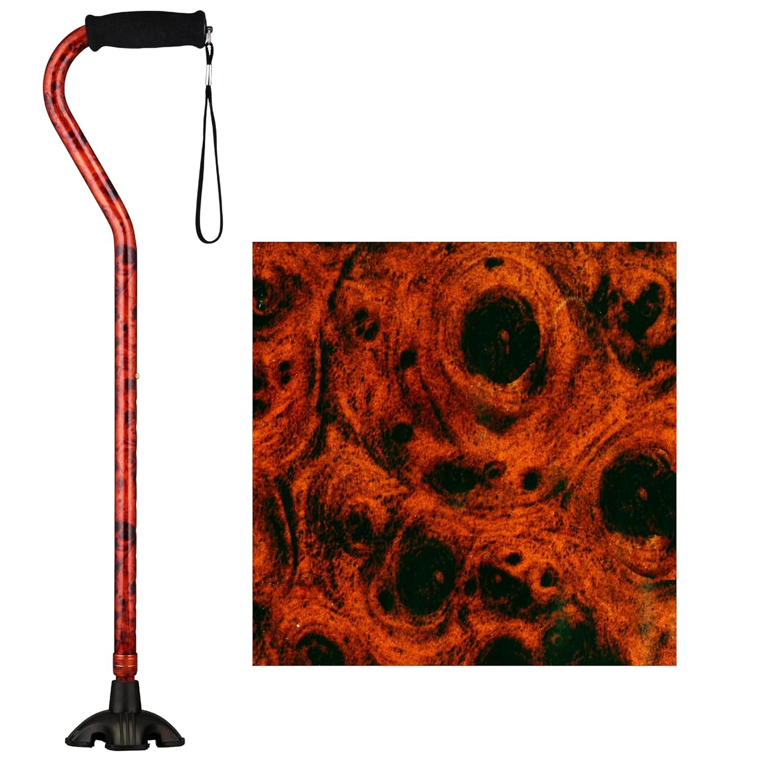 Nova Joy Designer Offset Quad Cane for Seniors - Unisex Adjustable Lightweight Walking Aid with Foam Handle, Wrist Strap and Anti-Rattle Lock - Essential Mobility Support - Maui Flowers