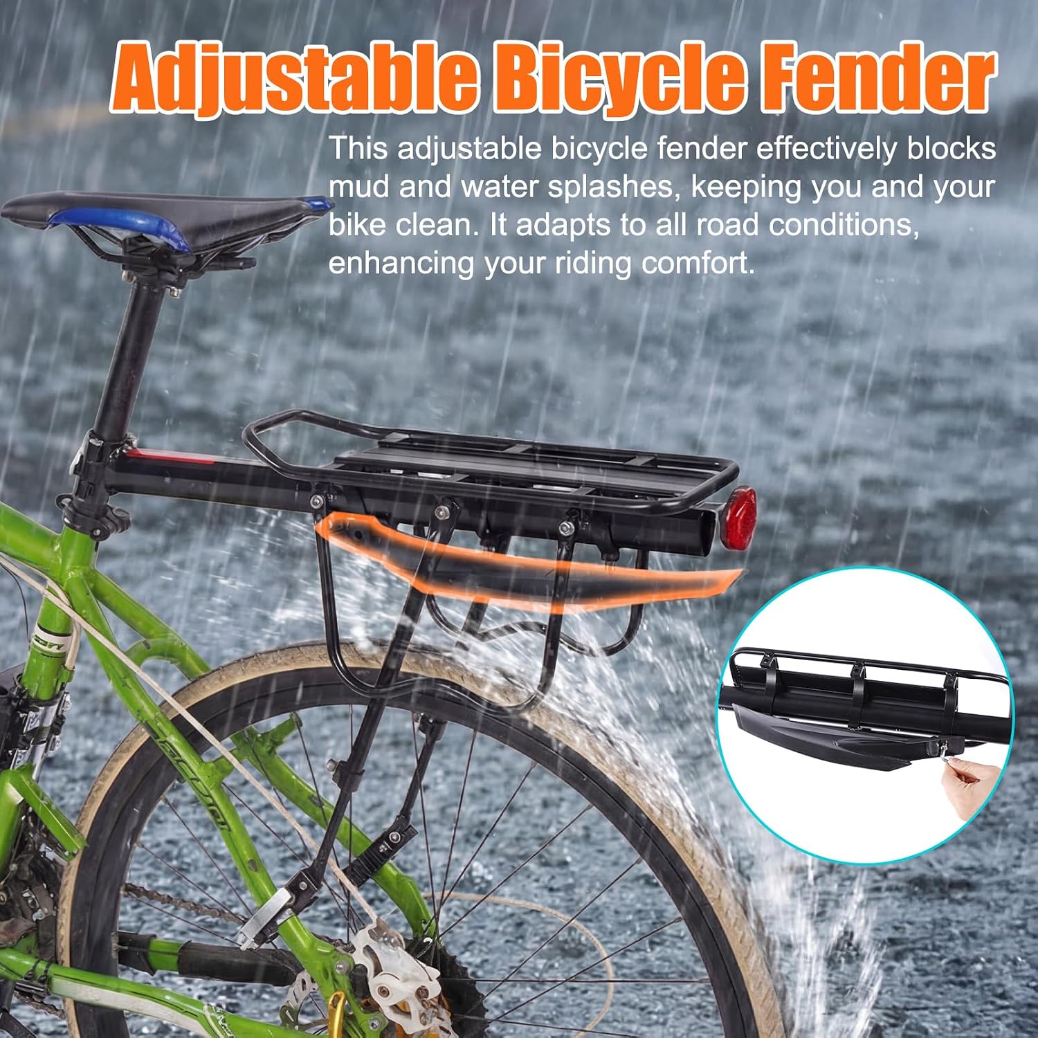 HOMEE Rear Bike Rack, Bike Cargo Racks Frame for 26"-29" Frames | Aluminum Alloy Universal Adjustable Cycling Equipment Stand Footstock Bicycle Luggage Carrier with Tools and Reflector