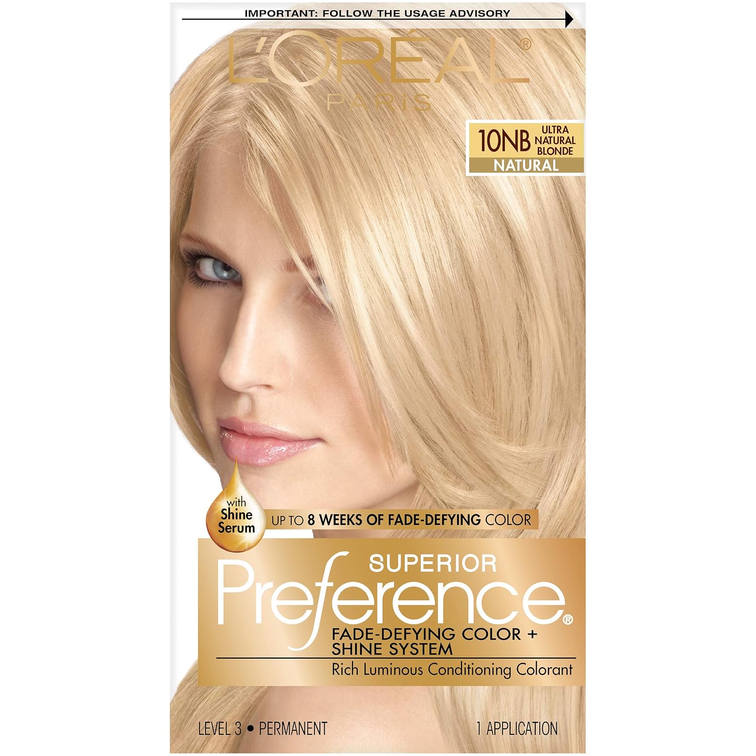 L'Oreal Paris Superior Preference Fade-Defying Color + Shine System, 10NB Ultra Natural Blonde(Packaging May Vary)