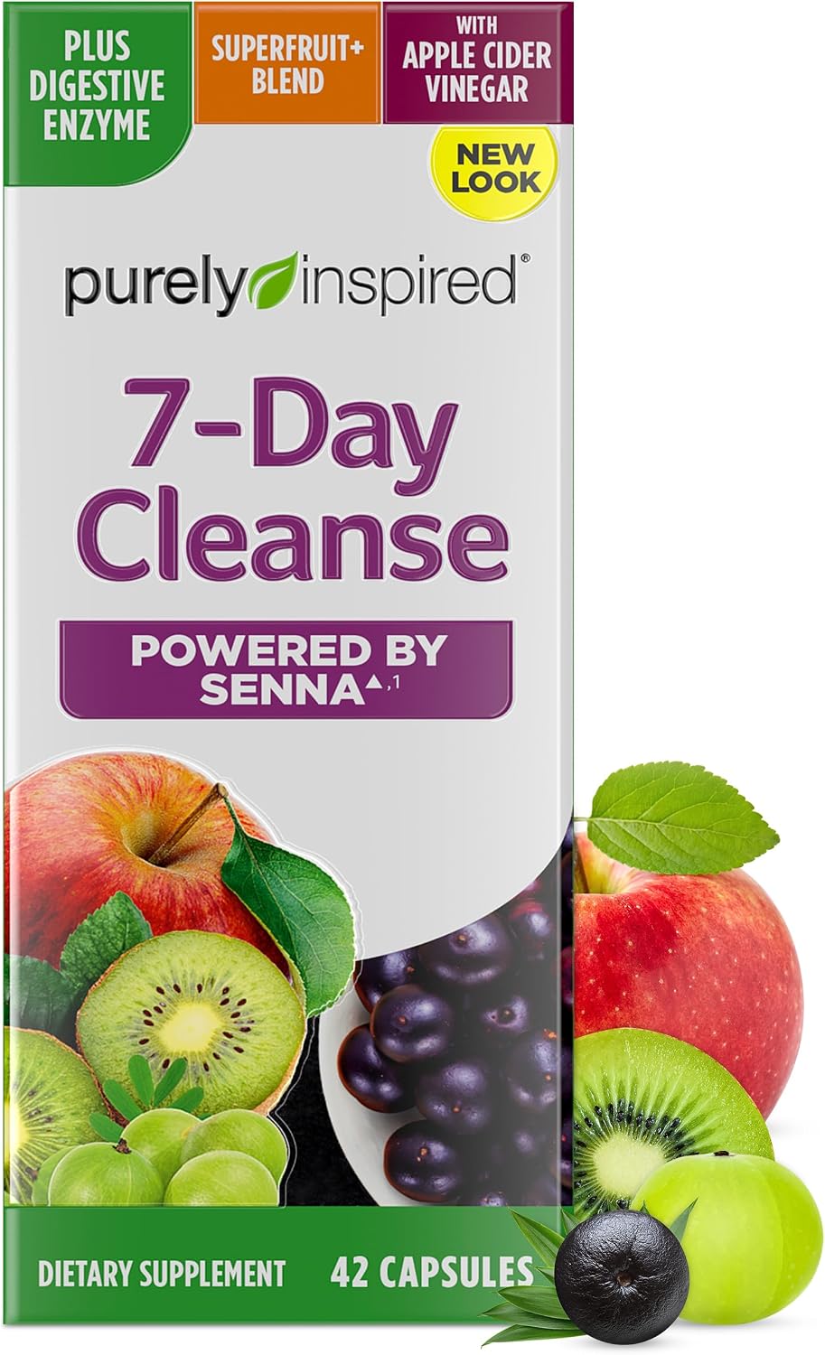 Purely Inspired 7-Day Detox Cleanse - Digestive Enzymes & Probiotics | Whole Body Cleanse & Detox Pills for Women & Men, Powered with Senna Leaf