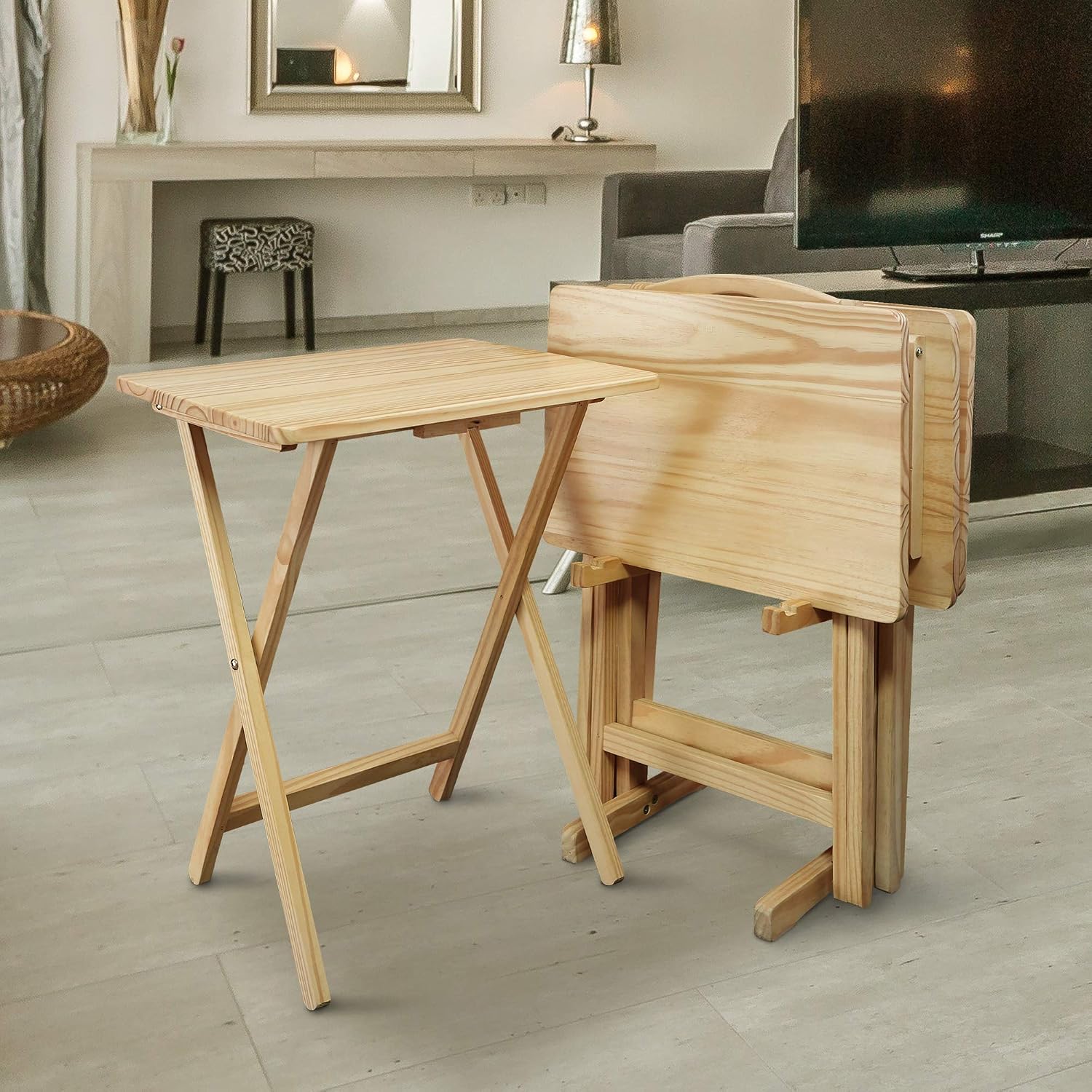Casual Home 5 Piece Tray Table Set, Espresso