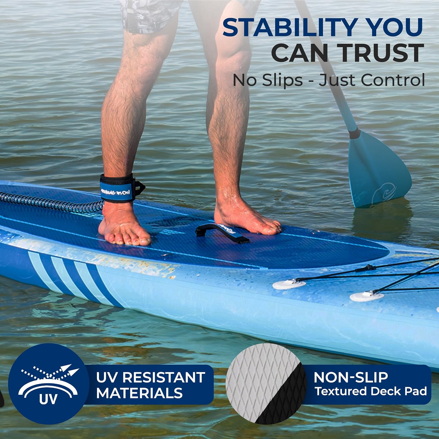 SereneLife 10’6” Inflatable Stand Up Paddle Board with Premium SUP Accessories - 32” Wide Stable Design with Non-Slip EVA Deck Pad