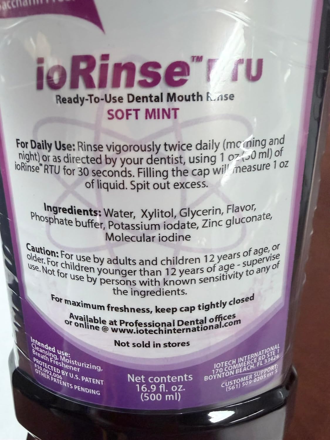 ioRinse RTU Halitosis Mouthwash, Molecular Iodine Oral Rinse, Soft Mint, 1L