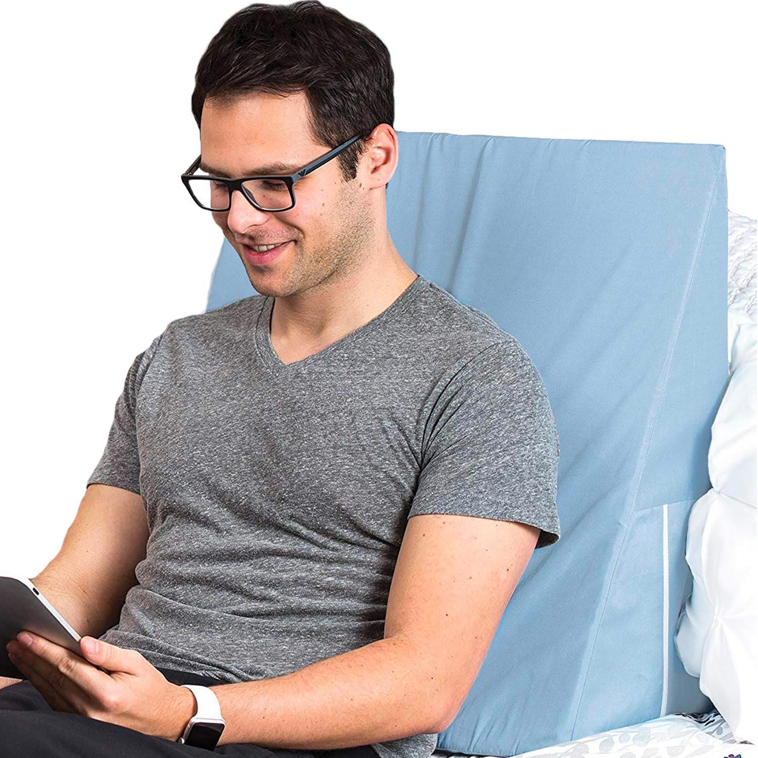DMI Bed Wedge Pillow and Triangle Wedge with Elevated Incline for Neck Pain, Headaches, Shoulders, Back Pain, Foot Support, Knee Pain or Restless Leg Syndrome, 24x24x12 inches, White (Pack of 1)