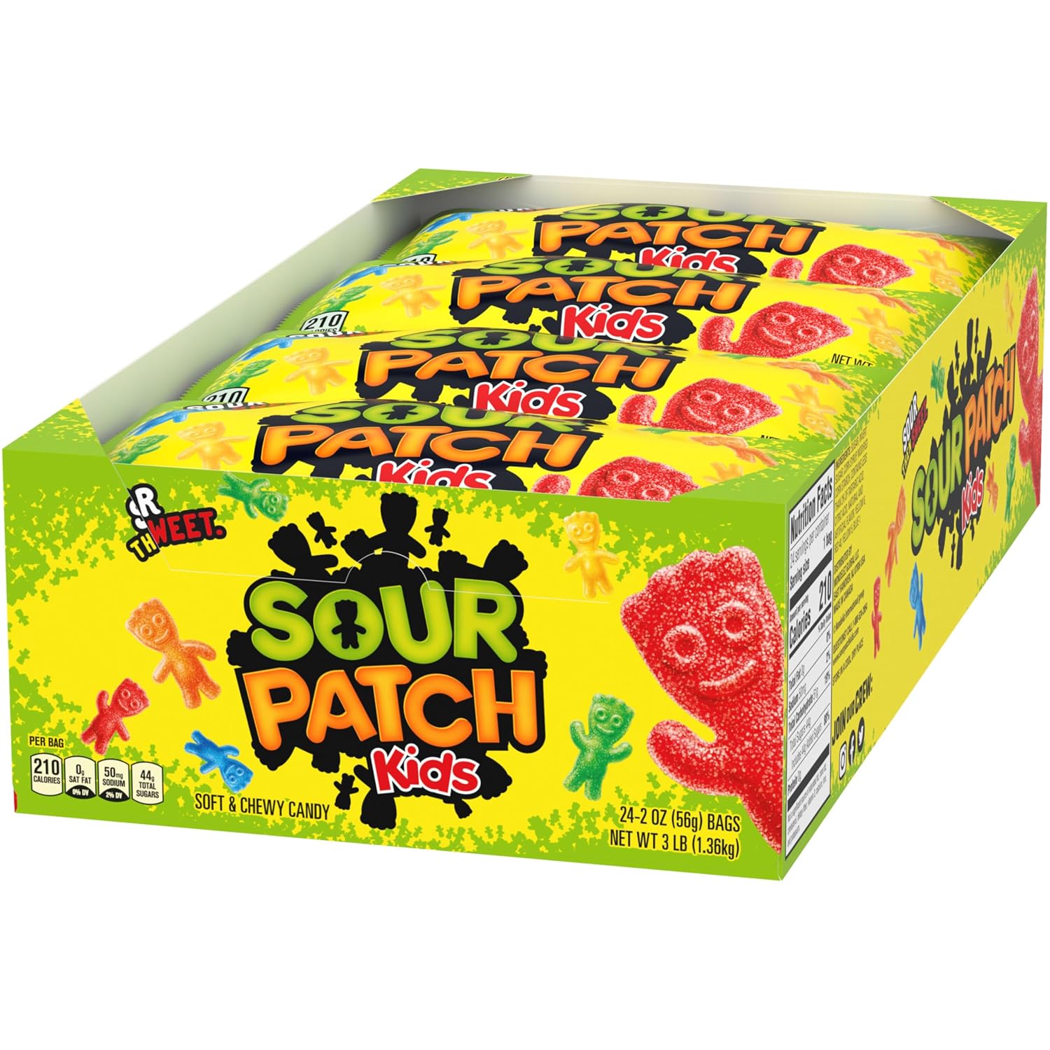 SOUR PATCH KIDS Soft & Chewy Gummy Candy, Bulk Candy, 24 - 2 oz Bags