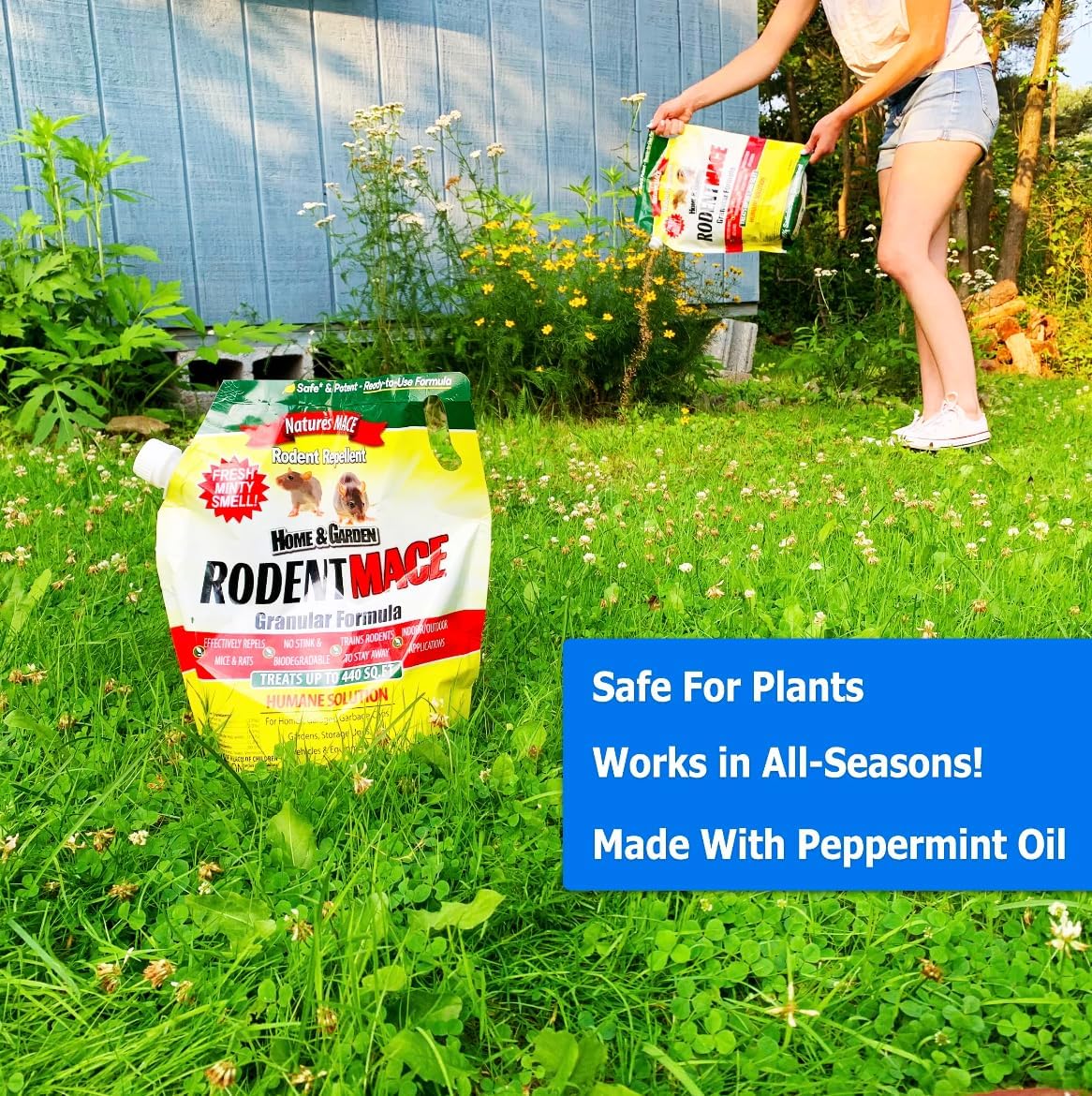 Nature’s MACE Rodent Repellent 22lb, Rodent Repellent Granules for Indoor & Outdoor, Mouse and Rat Prevention, for Garage, Attic, Kitchen, Car, Peppermint Oil Blend, Safe to Use, Covers 4,400 Sq Ft