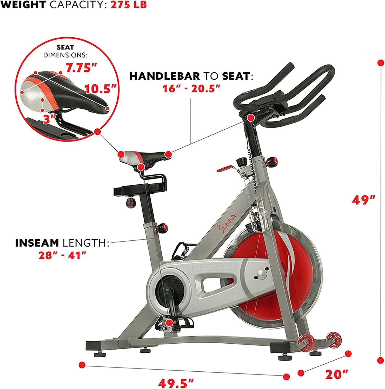 Sunny Health & Fitness Belt Drive Pro Indoor Cycling Bike