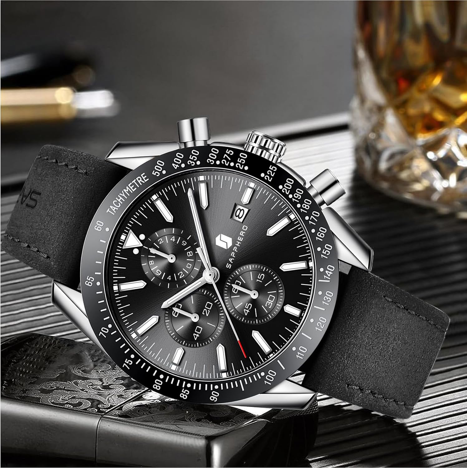 BENYAR Watch for Men Analog Quartz Chronograph Waterproof Luminous Designer Mens Wrist Watches Business Work Sport Casual Dress Watch with Silicone Strap Elegant Gifts for Men