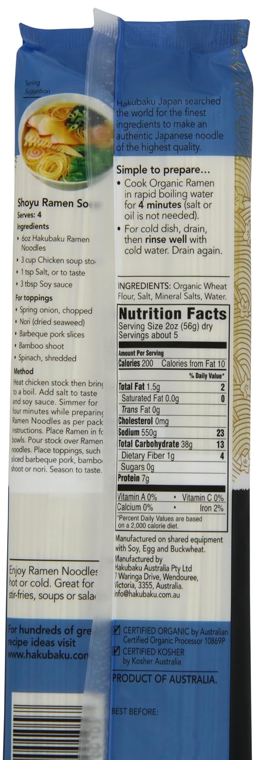 Hakubaku Organic Ramen Noodles, 9.5 OZ