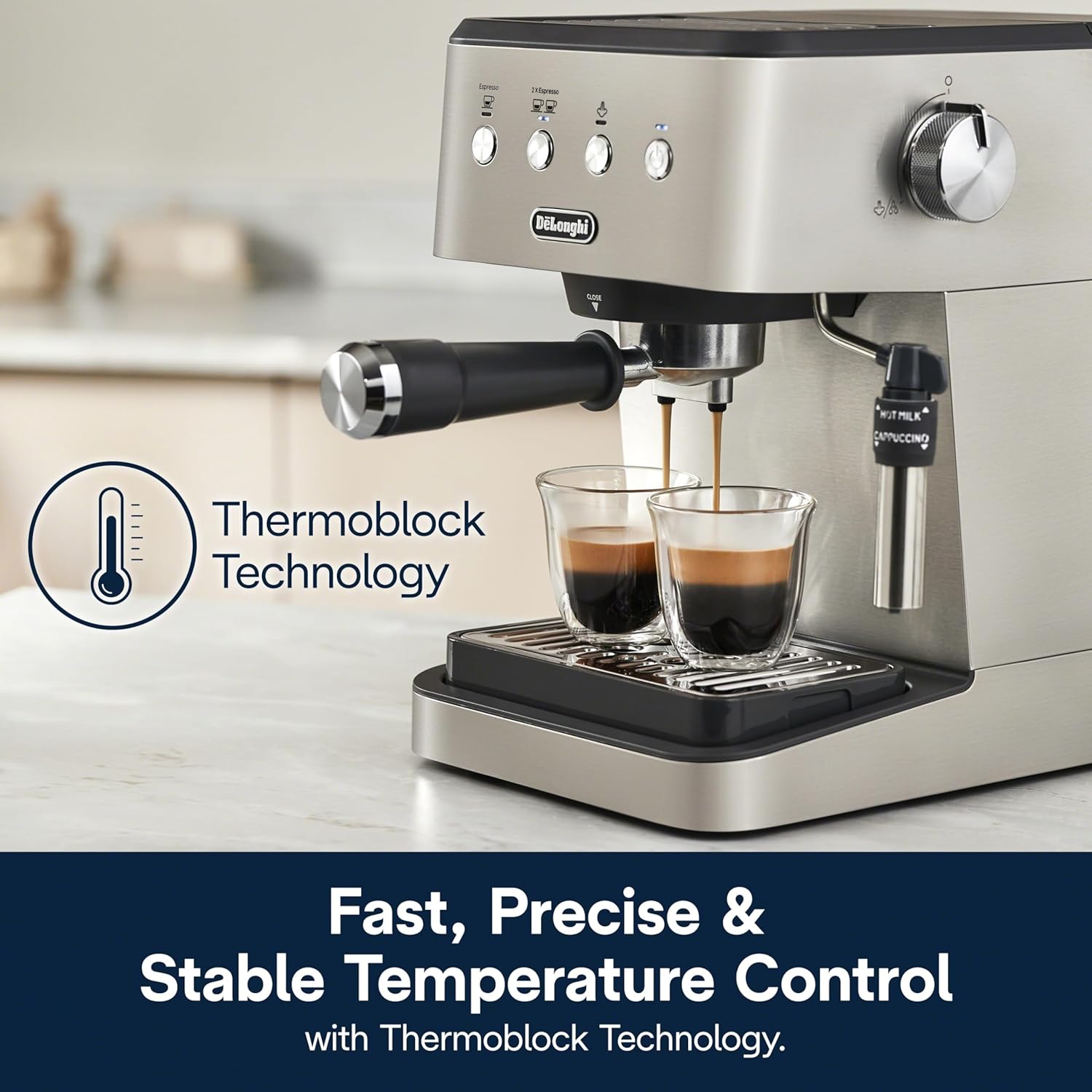 De'Longhi Stilosa Compact Manual Espresso Machine, Manual Milk Frother