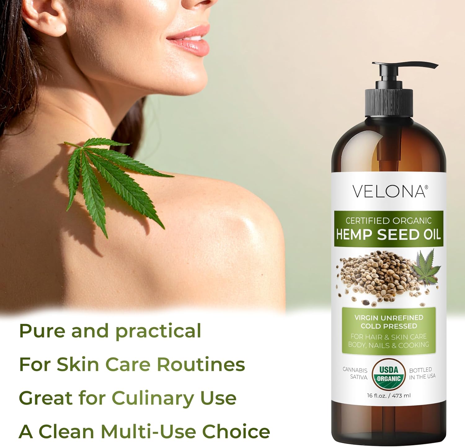 velona USDA Organic Pumpkin Seed Oil - 8 fl oz, Cold Pressed, with Pump
