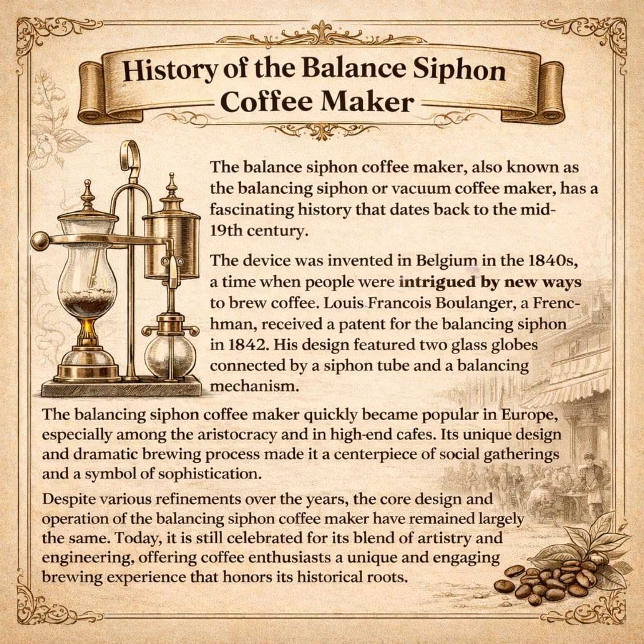 Nispira Belgian Balance Syphon Vacuum Coffee Maker, 500 ml Vintage Gravity Brewing System, Silver Finish, Manual Tabletop Coffee Brewer