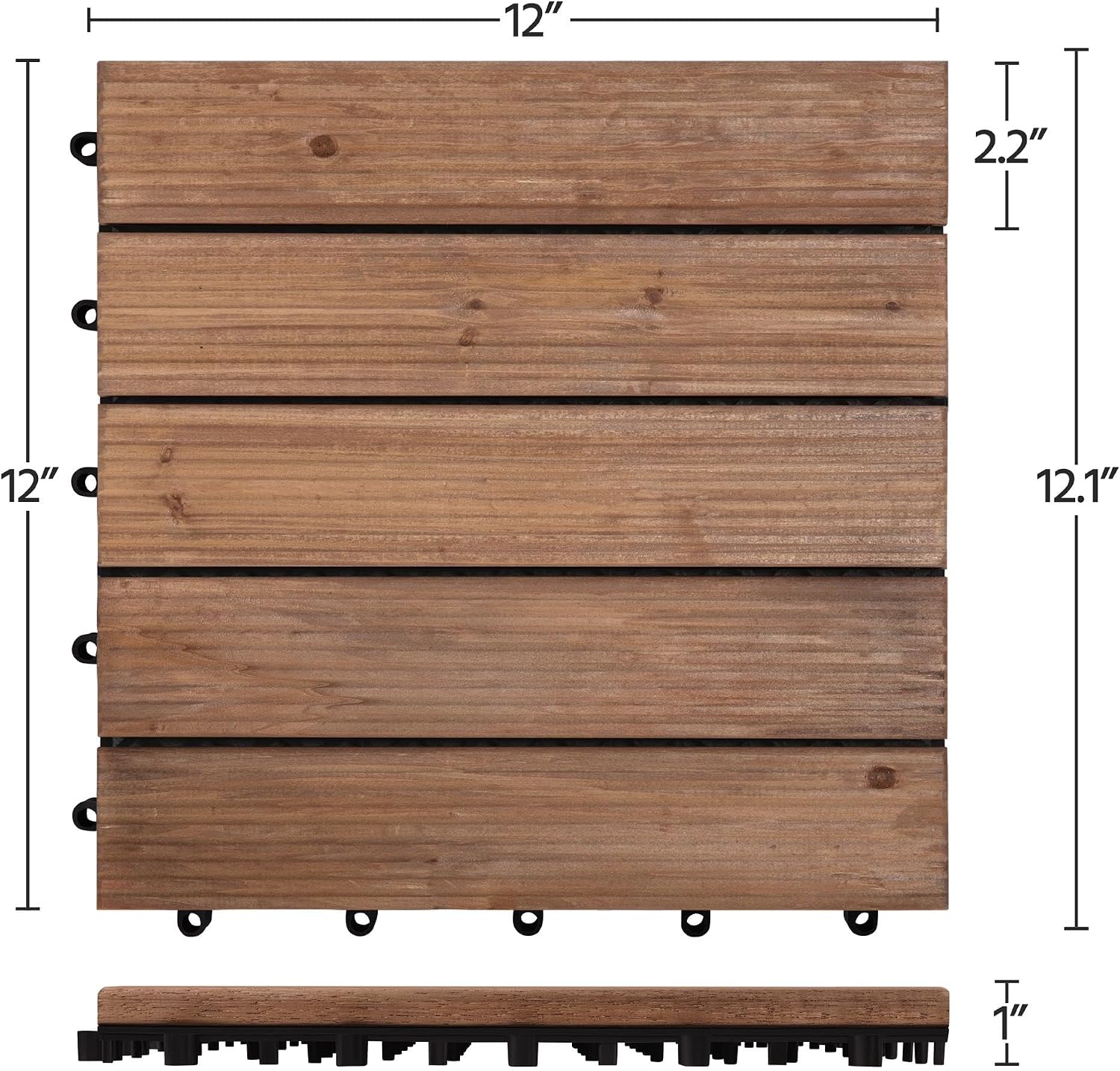 Topeakmart 27PCS Interlocking Deck Tiles 12x12 Patio Flooring, Brown