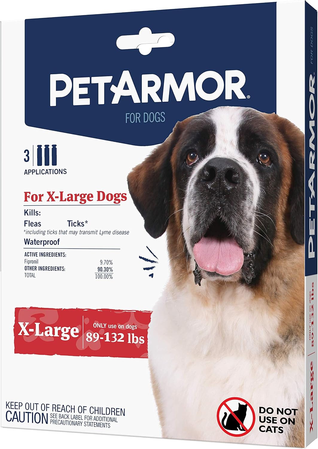 PetArmor Flea & Tick Topical Dogs 45-88 lbs, Fipronil, 3-Month | Ideal for Large Dogs 45-88 lbs; Kills Adult Fleas in 24-48 hrs; 3-month supply; Vet-Quality, No Rx Needed