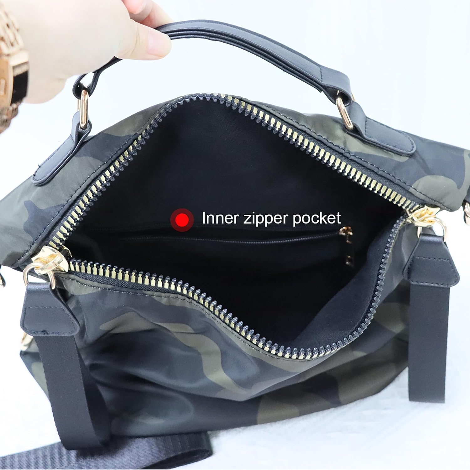 PAKFIEKS Women Nylon Handbag Anti-theft Casual Lightweight Travel Shopping Shoulder Bag Crossbody Bag