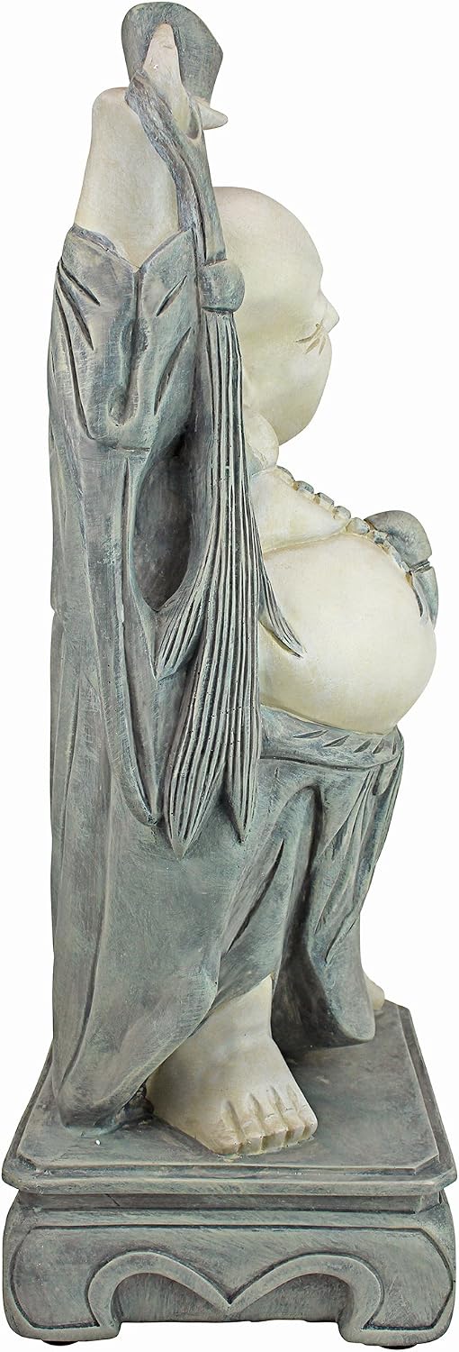 Design Toscano Jolly Hotei Laughing Man Asian Decor Indoor/Outdoor Garden Statue, 26 inches tall, Cast Stone Resin, Two Tone Stone Finish