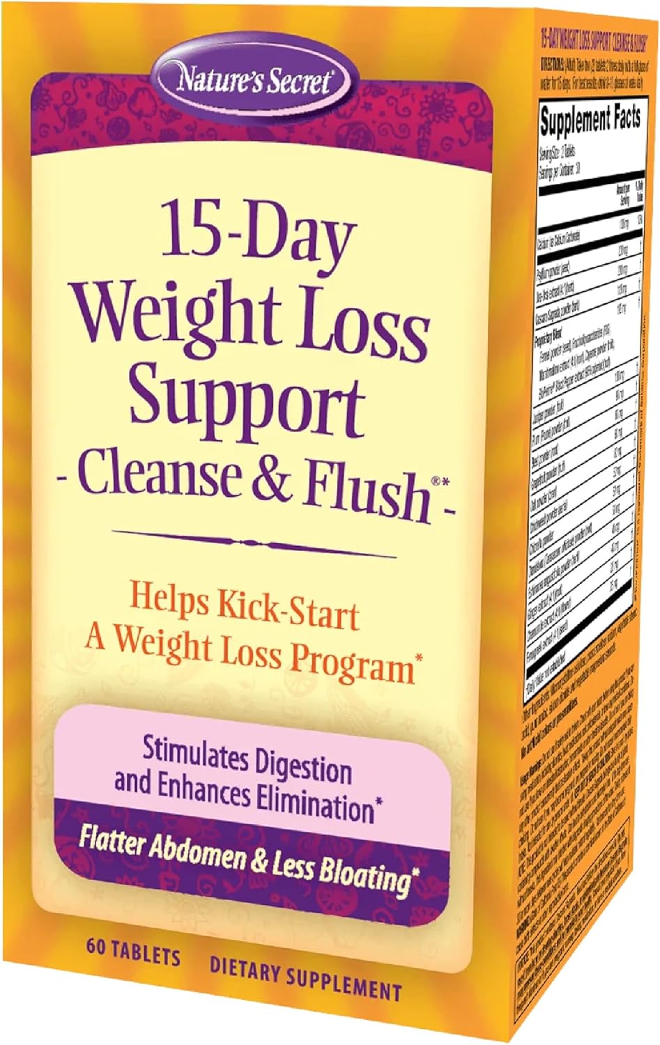Nature's Secret 15-Day Weight Loss Support & Natural Energy Boost - Cleanse & Flush Stimulates Digestion