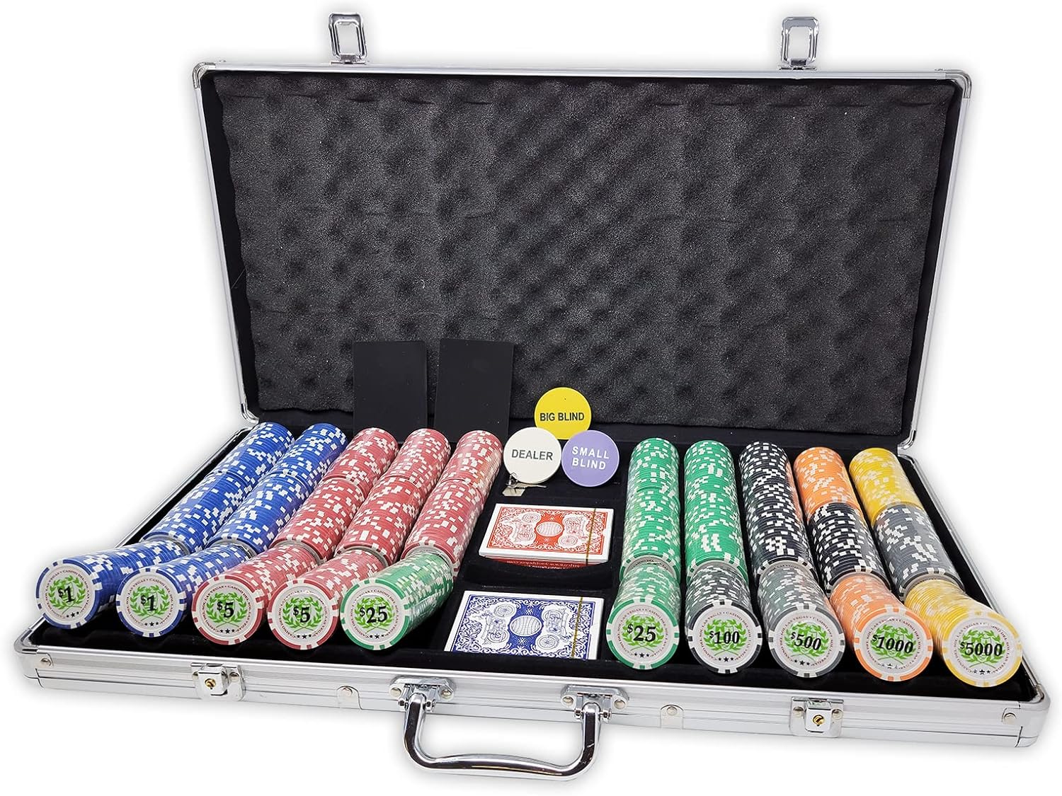 DA VINCI Set of of 750 Casino Del Sol 11.5 Gram Poker Chips with Case, Cards, Dealer Buttons and 2 Cut Cards