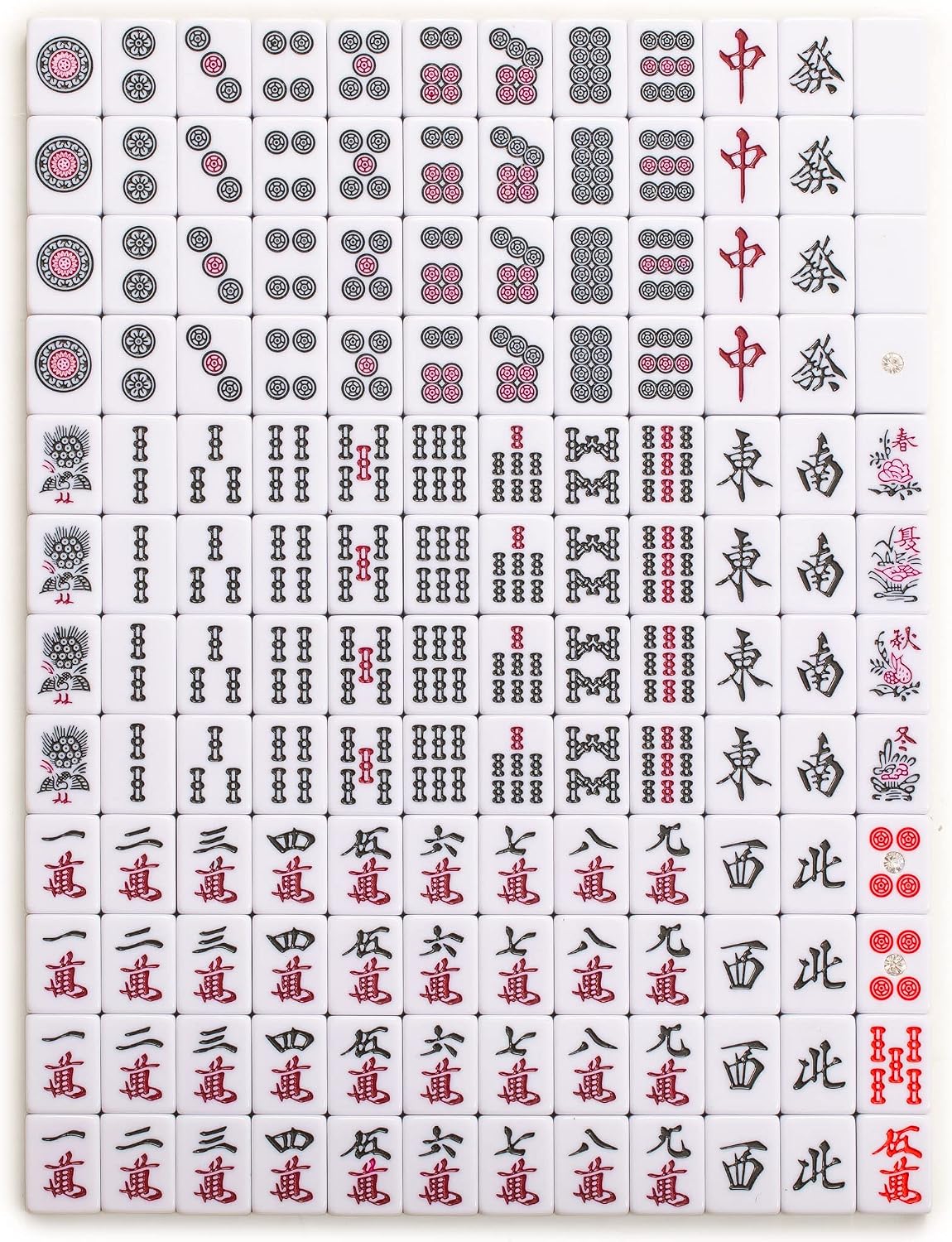Yellow Mountain Imports Japanese Riichi Mahjong Set - White and Yellow Standard Size Tiles - with East Wind Tile and Black Vinyl Case