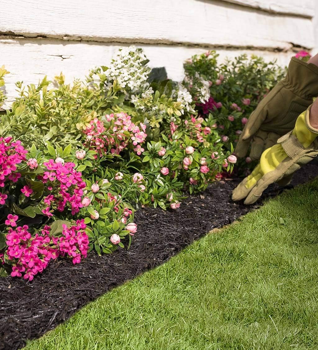 Permanent Mulch Recycled Rubber Border - 10 Feet Long x 4.5 Inches Wide | Weed Deterrent | Easy Install | Scatter-Proof | Landscaping | Paths