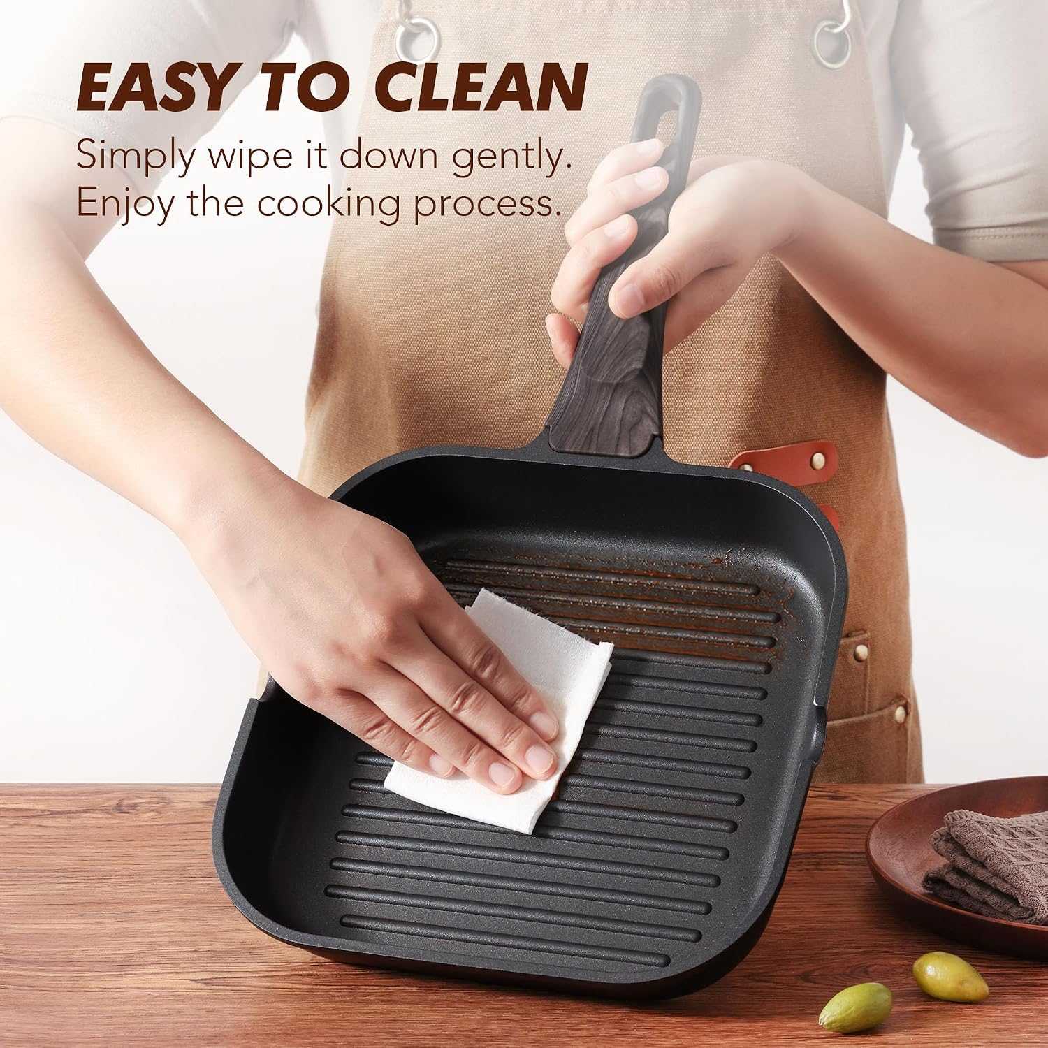 SENSARTE Nonstick Griddle Grill Pan, Pro-Grid Reversible Grill & Griddle Pan, Two Burner Cast Aluminum