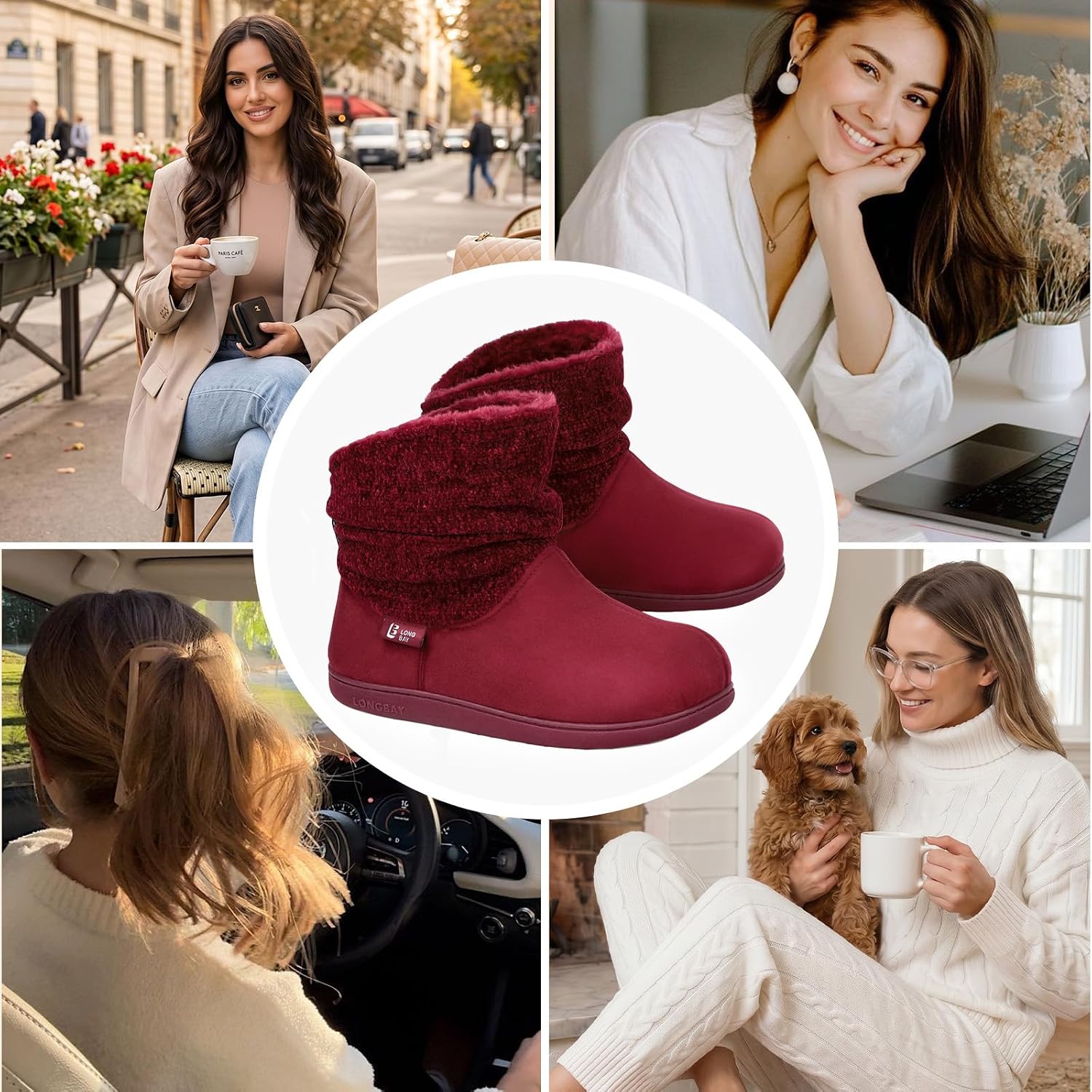 LongBay Slippers Boots for Women Warm Winter Fuzzy Bootie House Shoes Gifts