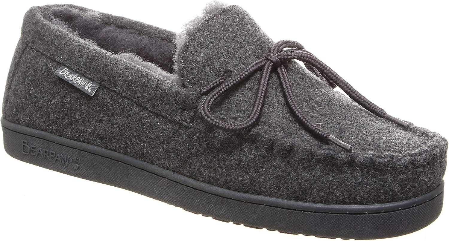 BEARPAW Moc II 2 - Men's Sheepskin Slipper - 1295M | Comfortable & Lightweight Men's Shoe, Medium Fit, Multiple Colors