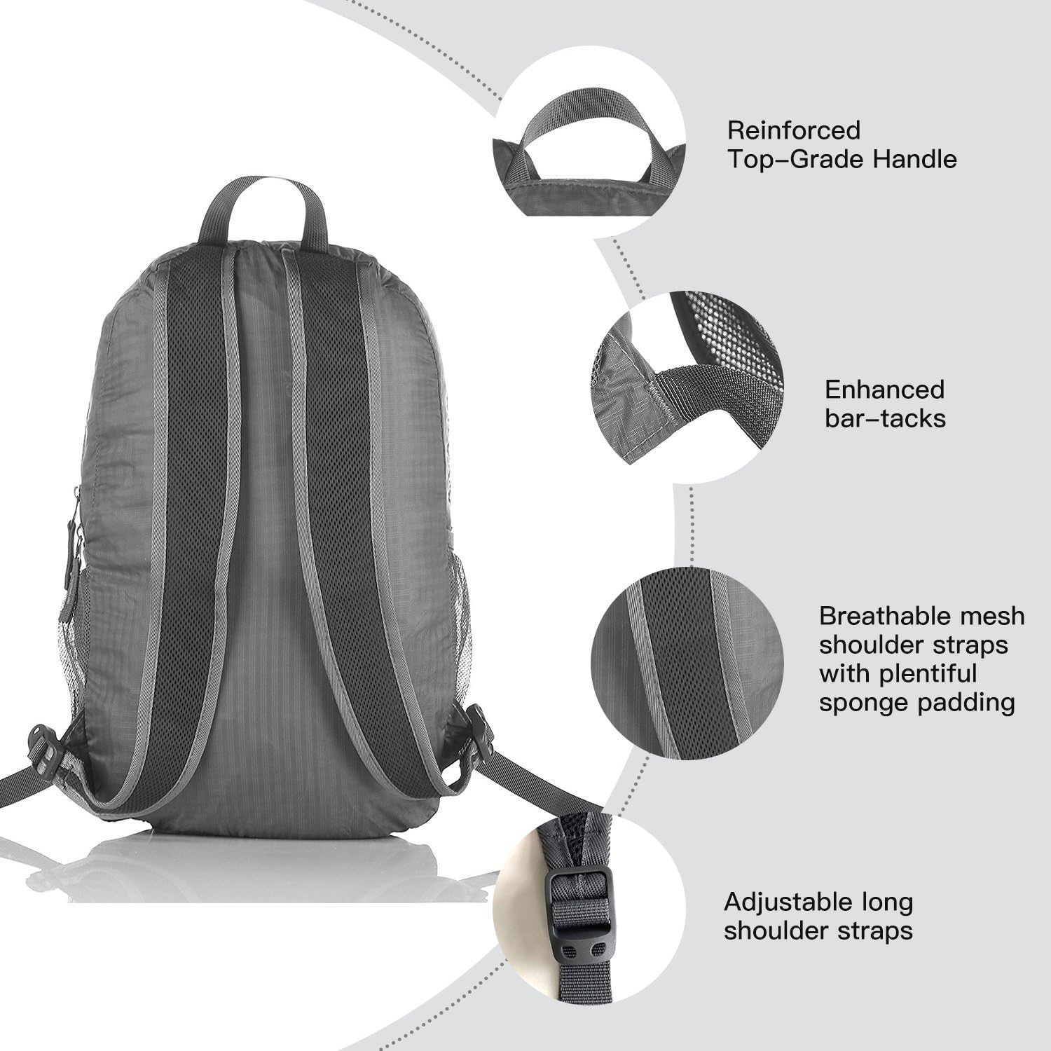 Packable Handy Lightweight Travel Hiking Backpack Daypack-Orange