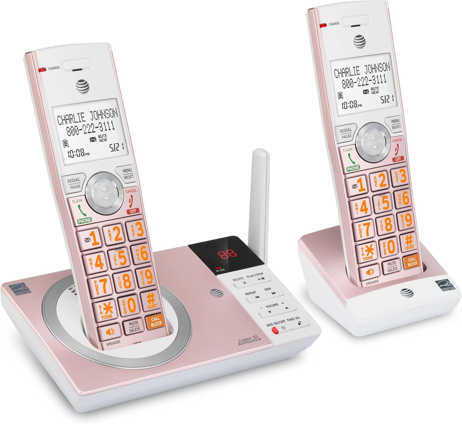 AT&T DECT 6.0 Expandable Cordless Phone with Answering System, Silver/Black with 3 Handsets