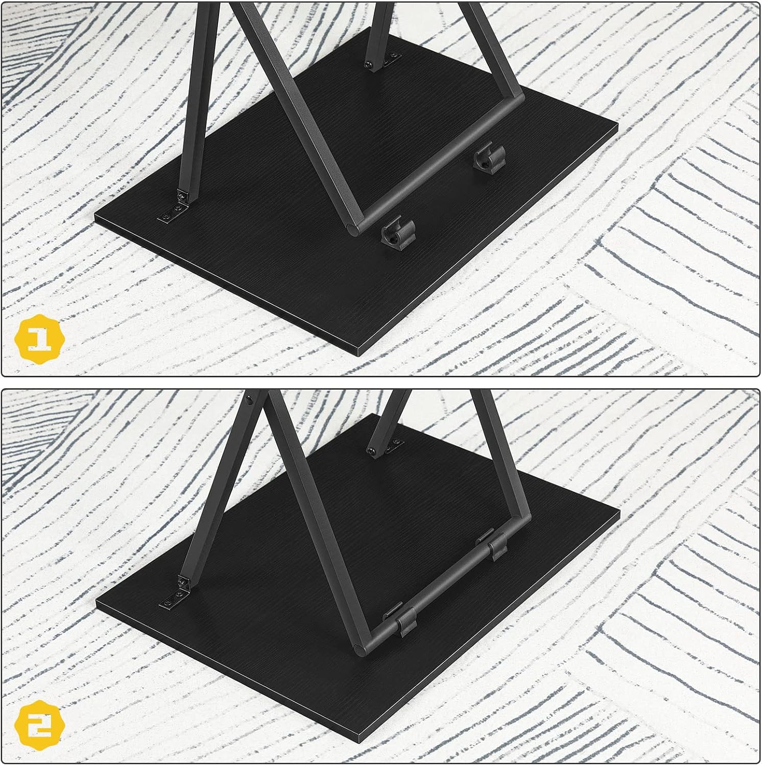 HOOBRO Folding TV Tray Tables, Set of 2 Side Table for Small Space, Industrial Snack Tables for Eating at Couch, Stable Metal Frame, Easy Assembly