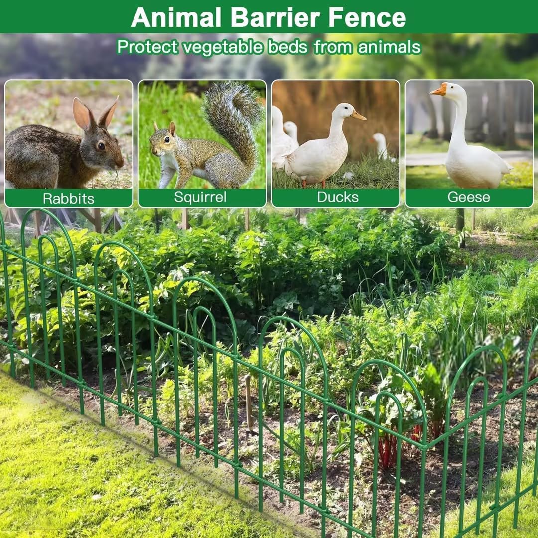AMAGABELI 10 Panels 17in(H)×10ft(L) Decorative Garden Fences and Borders for Dogs No Dig Rustproof Metal Fence Panels Garden Edging Border Animal Barrier Fencing for Flower Beds Yard Patio Decor Black