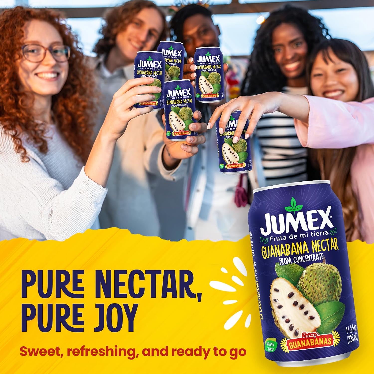 Jumex Mango Nectar Juice & Peach Nectar - Made with Fresh Fruit Puree - Tropical Fruit Juice Concentrate for Smoothie Mix, Cocktail Mixers & Kids Beverages - 11.3oz, 12 Pack Canned Drinks