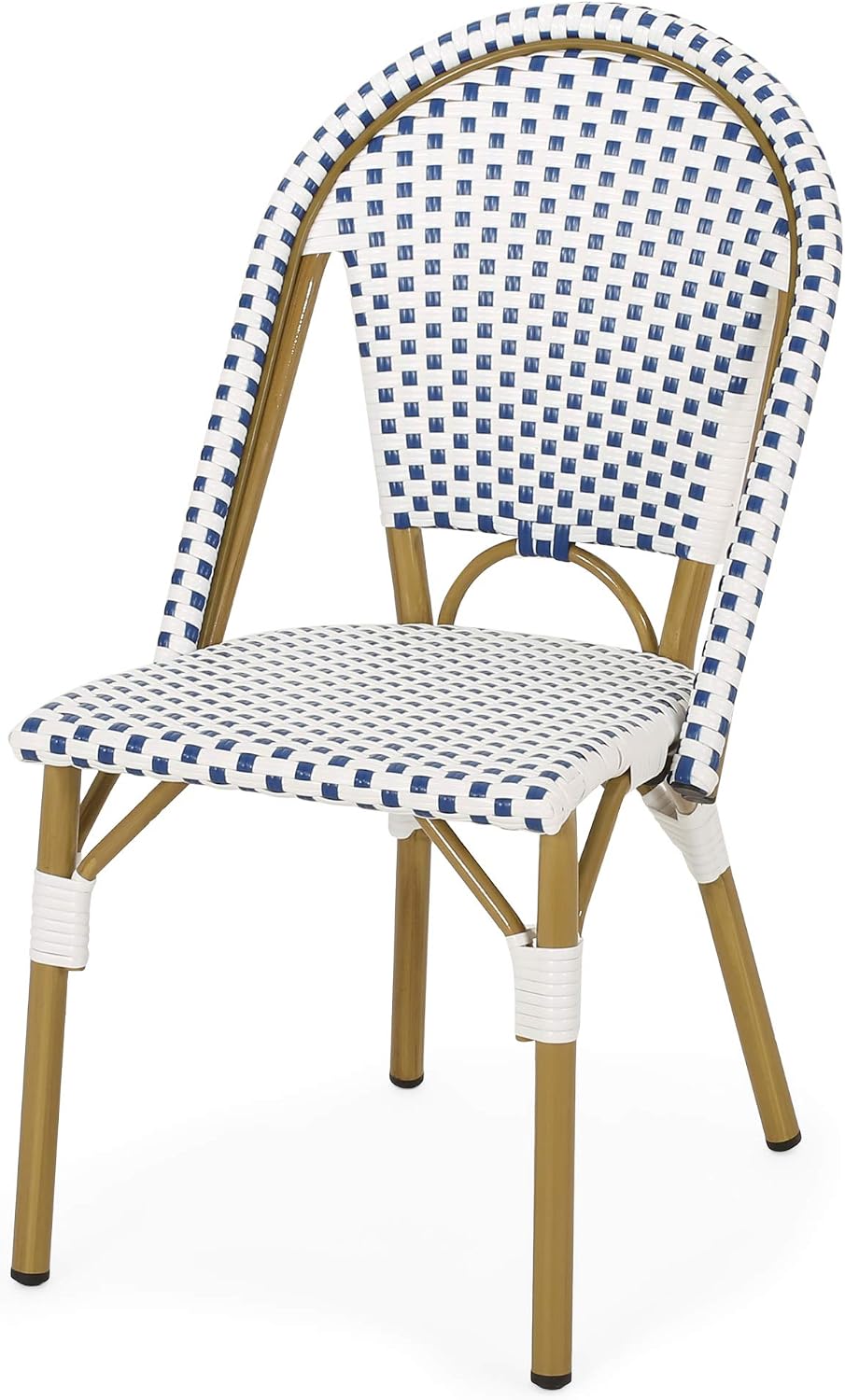 Christopher Knight Home Philomena Outdoor French Bistro Chair (Set of 4), Black + White + Bamboo Print Finish