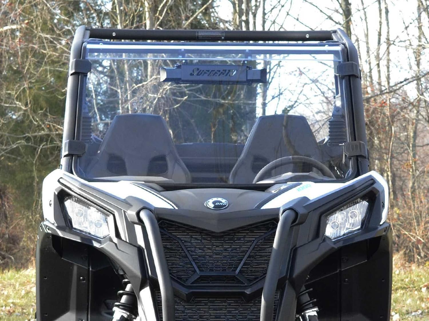 SuperATV Heavy Duty Scratch Resistant Full Windshield for 2018+ Can-Am Maverick Trail 800 / 1000 / 800 DPS / 1000 DPS | 1/4" Thick Polycarbonate