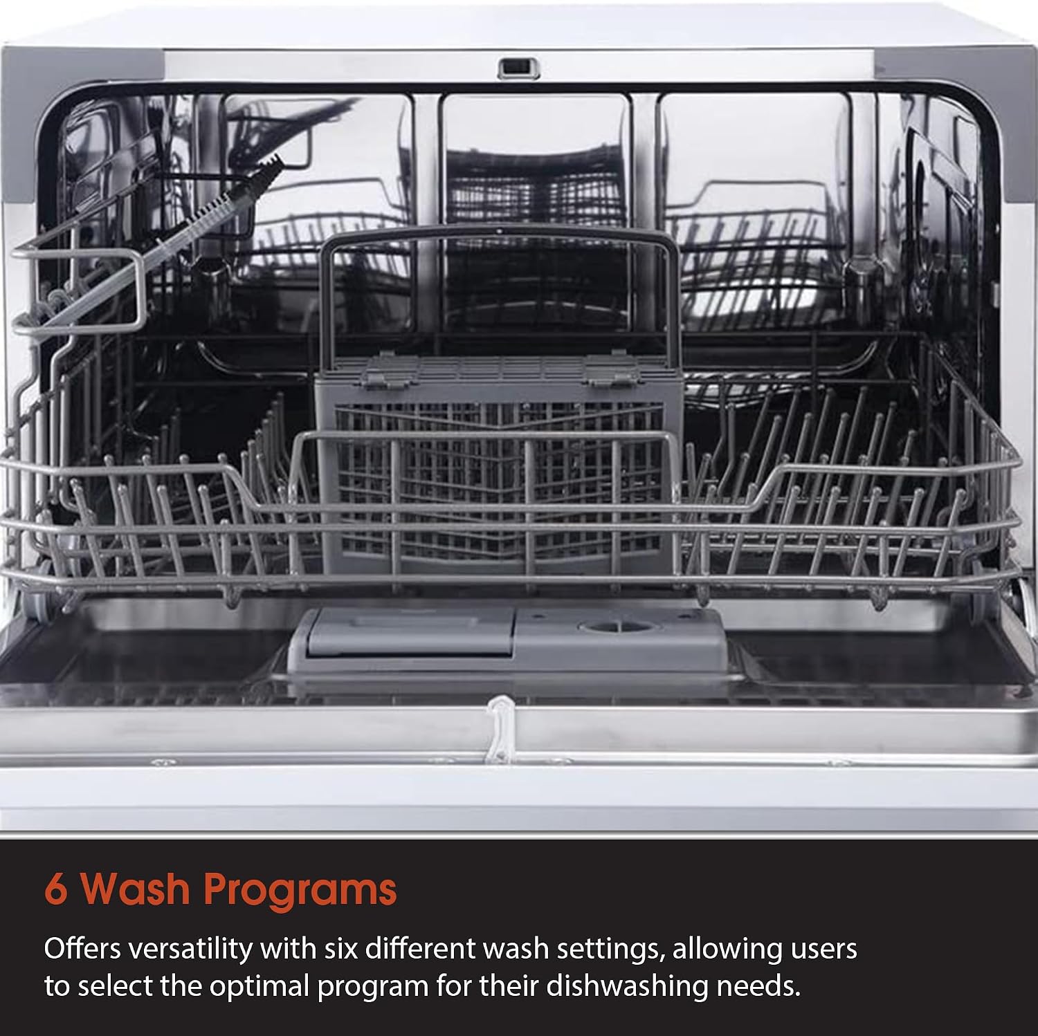 Magic Chef Compact Countertop Dishwasher, Portable Mini Dish Washing Machine for Kitchen Counter, 6 Plate Washer Capacity