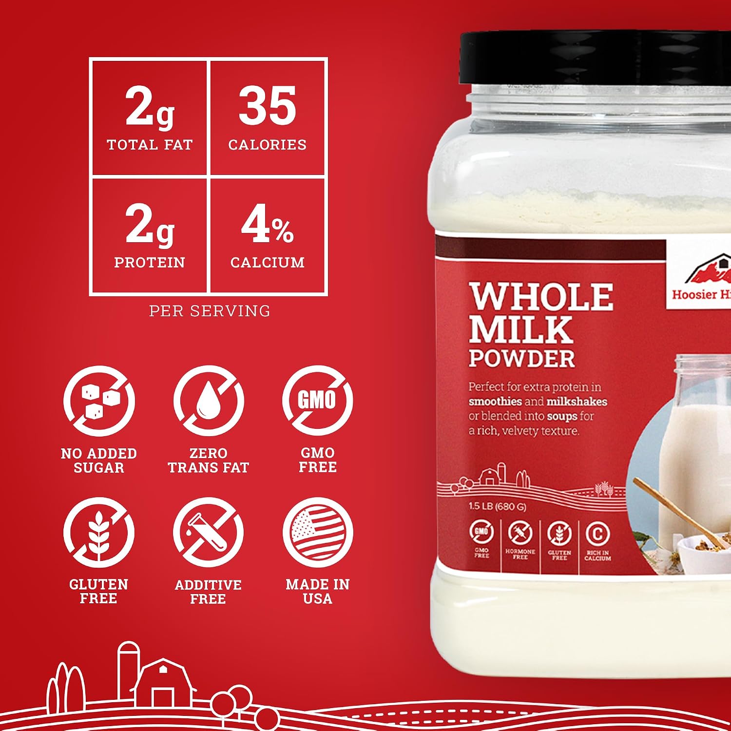 Whole Milk Powder by Hoosier Hill Farm, 1 Pound (Pack of 1)