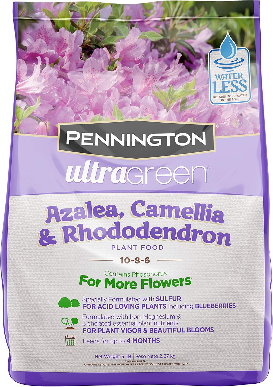 Pennington 100525940 UltraGreen Azalea, Camellia & Rhododendron 10-8-6 Plant Food, 5 lb