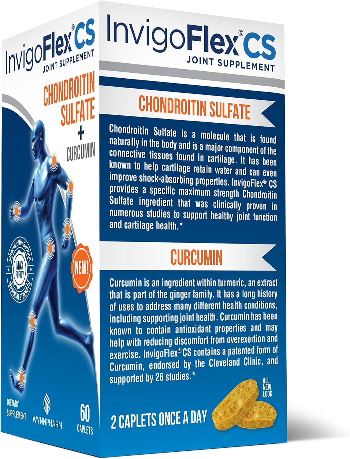 INVIGOFLEX® CS - Chondroitin Sulfate with Turmeric Curcumin Non GMO for Knee, Hand, Back & Hip Premium Joint Supplement