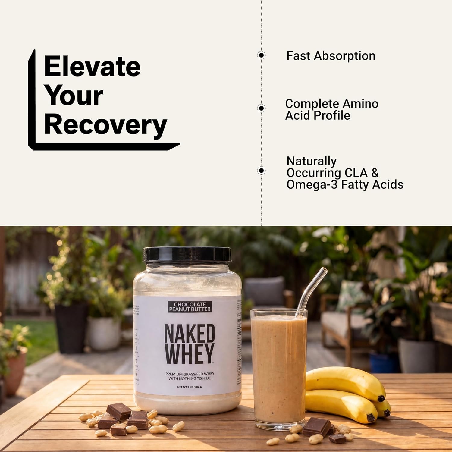 NAKED Whey 5LB 100% Grass Fed Unflavored Whey Protein Powder - Only 1 Ingredient, NSF Certified, Undenatured, Gluten Free, Soy Free, Promote Muscle Growth and Recovery - 76 Servings