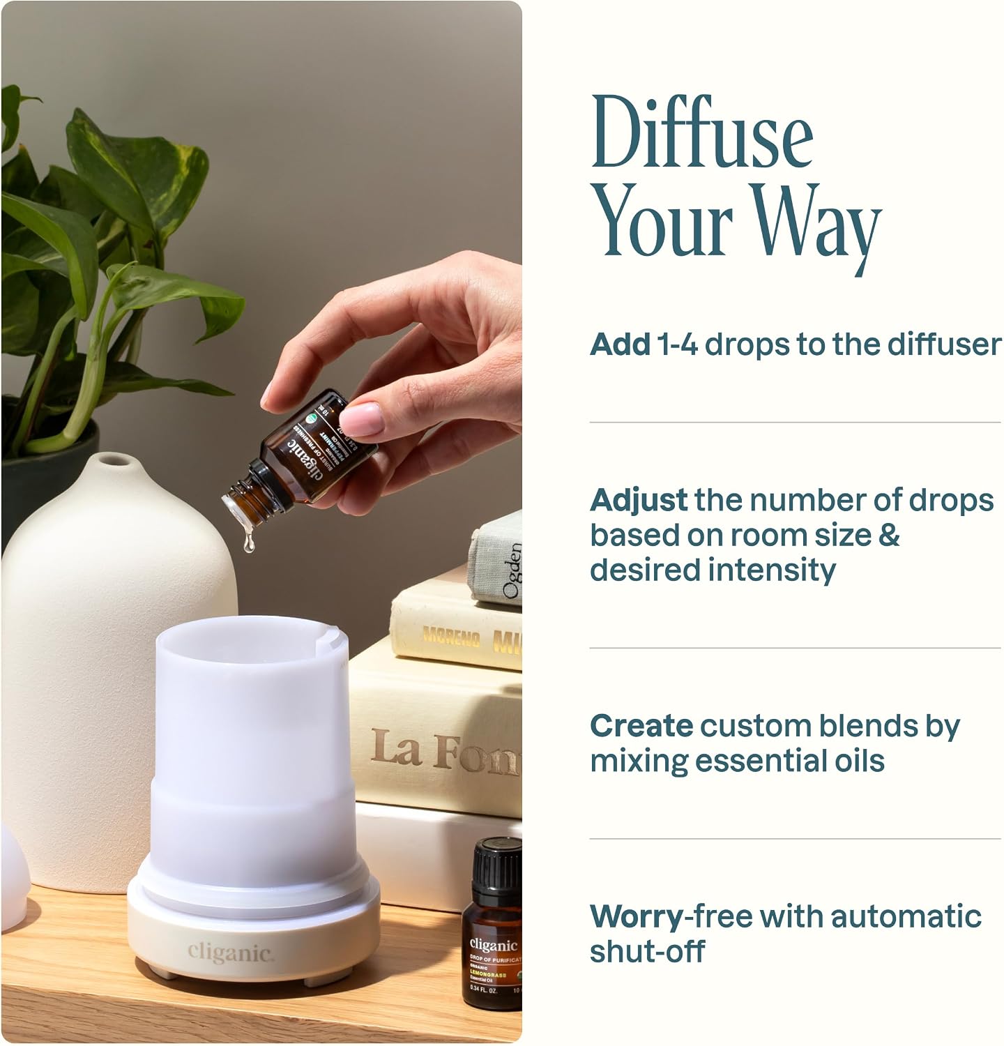 Cliganic Organic Essential Oils Set (Top 5 - The Classics) - 100% Pure Natural - Aromatherapy, Candle Making - Peppermint, Lavender, Eucalyptus