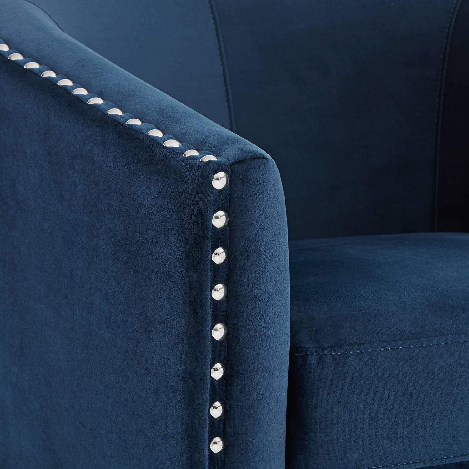 Studio 55D Fullerton Nail Head Trim Navy Blue Swivel Accent Chair
