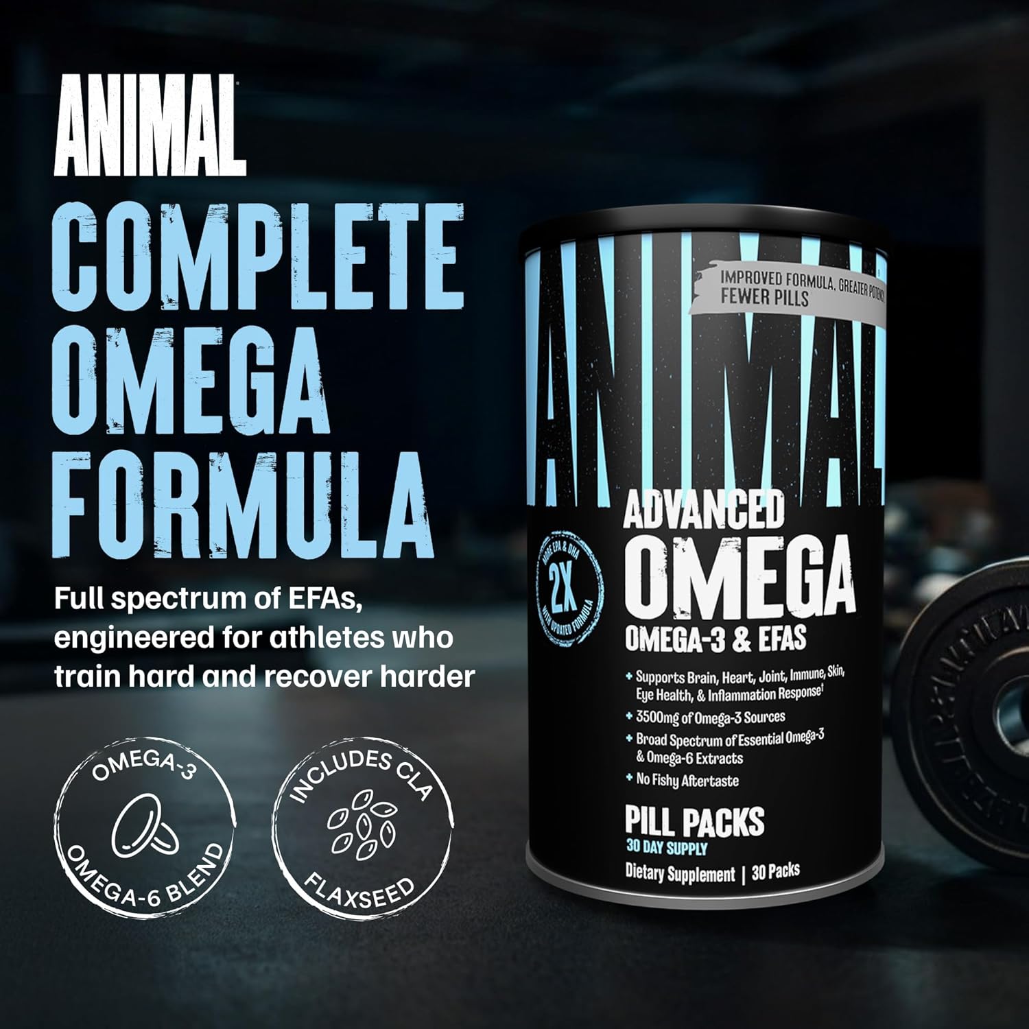 Animal Advanced Omega 3 Fatty Acids - 3500mg EPA DHA Fish Oil Omega 3 Supplement for Women & Men High Potency Blend with CLA GLA ALA for Brain Skin