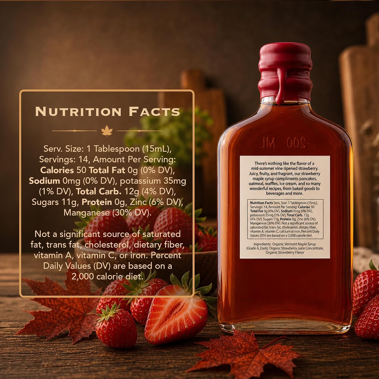 Maple Craft Foods Salted Caramel Maple Syrup – Organic Vermont Maple Syrup with Natural Caramel Flavor & Salt, Gourmet Flavored Syrup for Pancakes, Coffee, Baking and Desserts, 6.8 oz
