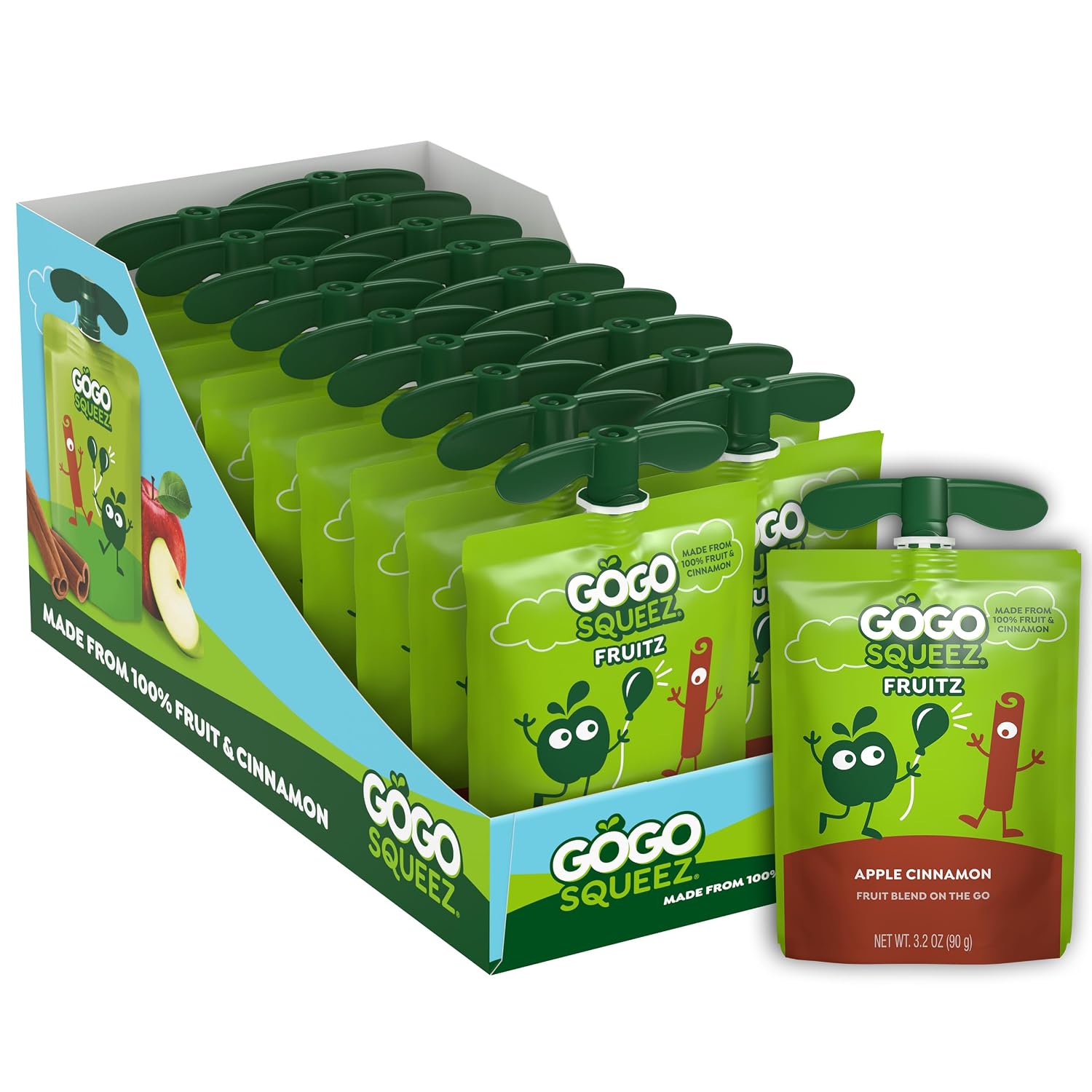 GoGo squeeZ No Sugar Added Applesauce, Apple Apple, 18 Count | Kids on the go fruit snack made with applesauce & fruit puree; 3.2 oz pouches, gluten and nut free, recloseable cap, BPA-free