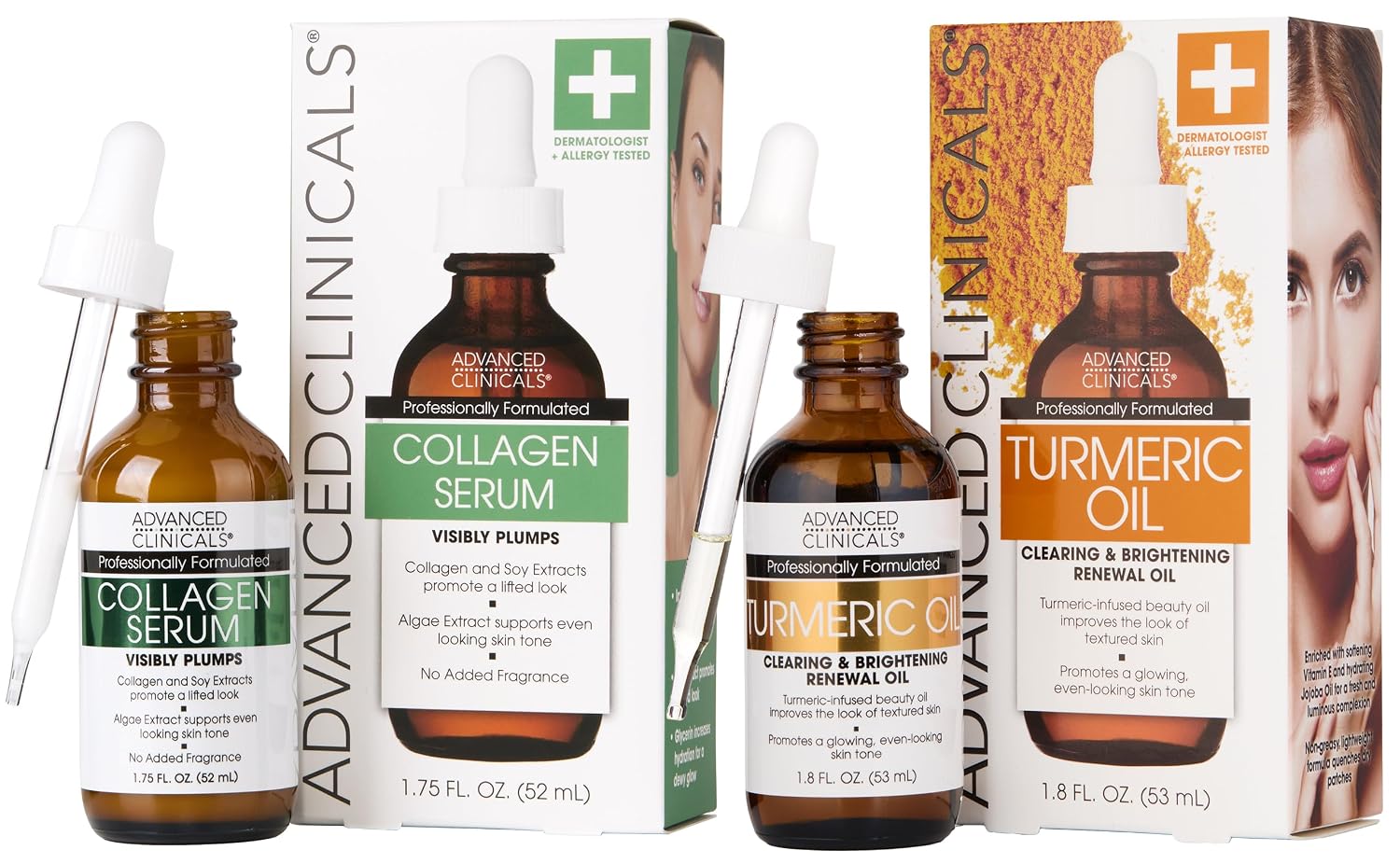Advanced Clinicals Brightening Vitamin C Serum For Face With Glycolic Acid + Lactic Acid | Vitamin C Eye Serum Face Moisturizer For Improving Look Of Dark Spots & Uneven Complexion, 1.75 Fl Oz