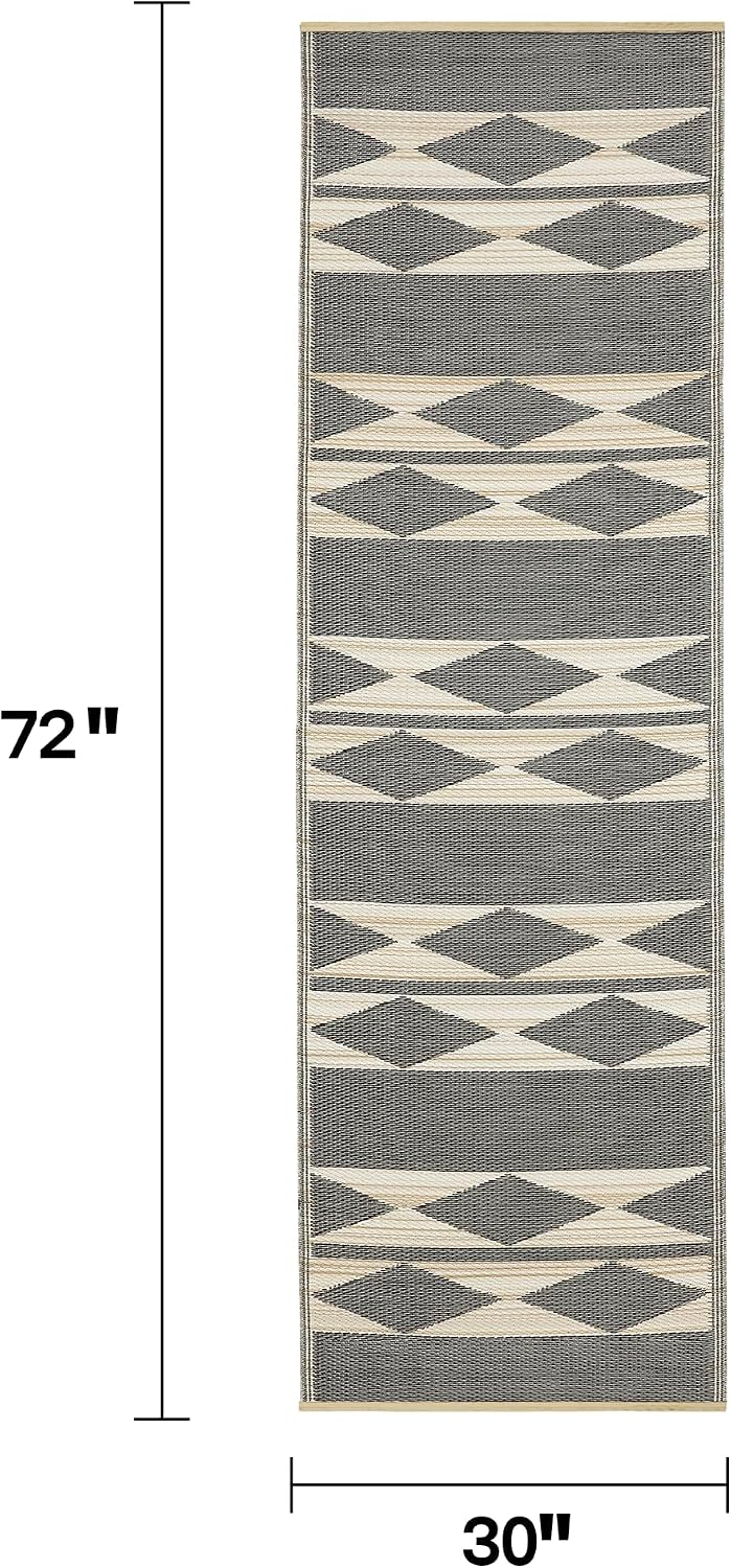 Fab Habitat Outdoor Rug - Waterproof, Fade Resistant, Crease-Free - Premium Recycled Plastic - Geo Tribal - Porch, Deck, Balcony, Mudroom