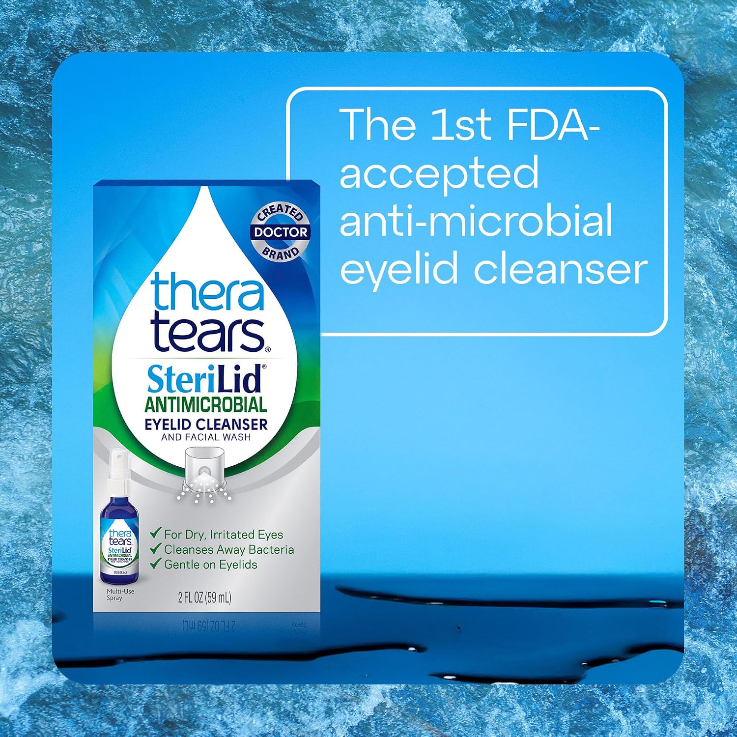 TheraTears SteriLid Antimicrobial Eyelid Cleanser and Face Wash, 2 Fl Oz