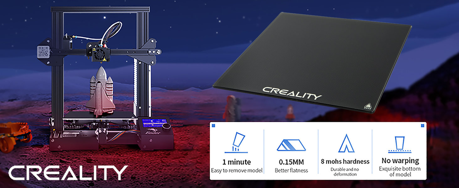 Ender 3 Glass Bed Upgraded Build Surface Plate, 235x235x4mm