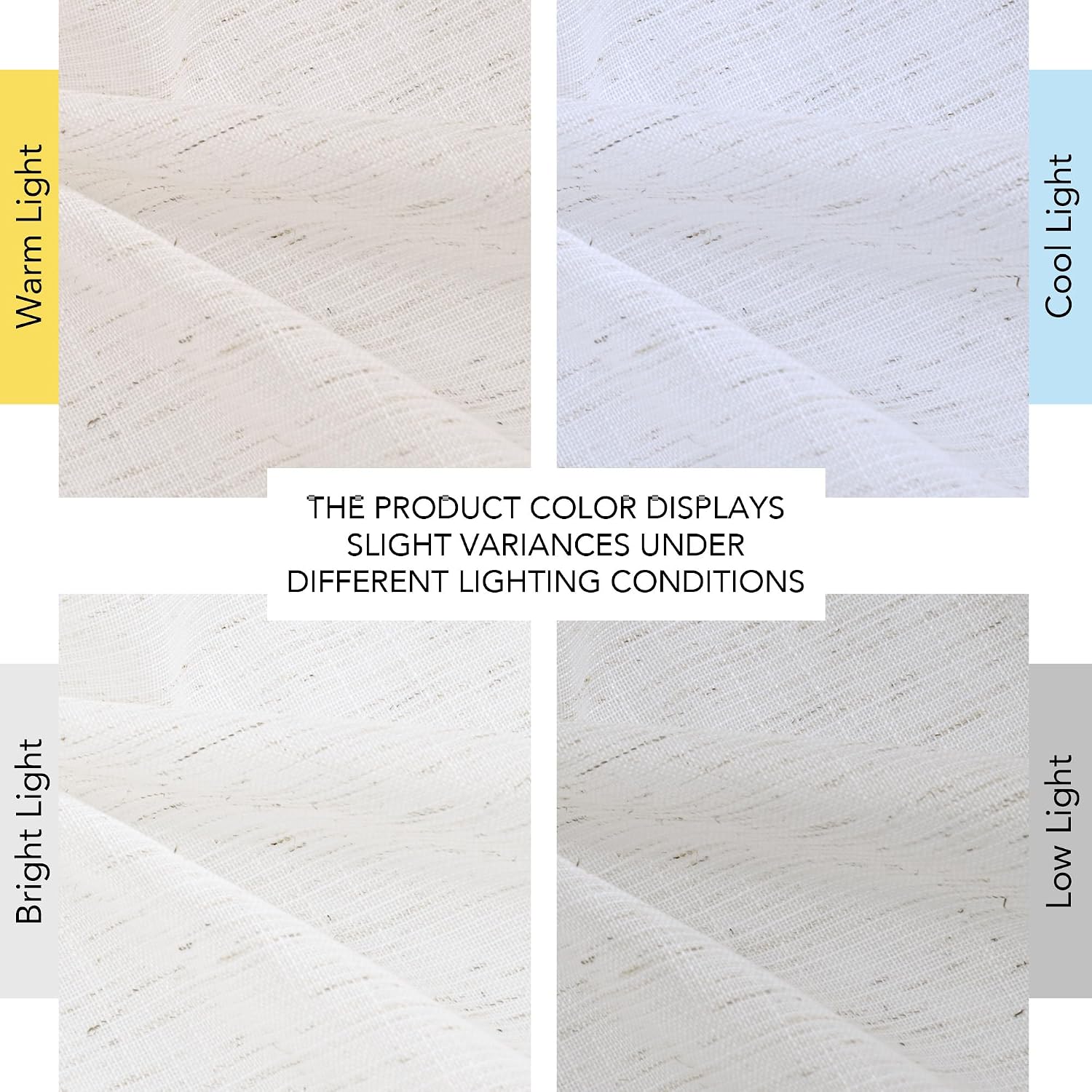 NICETOWN Linen Curtains White Semi Sheer 72 inch Long for Windows, Privacy with Light Filtering Grommet Top Window Treatments for Bedroom/Living Room